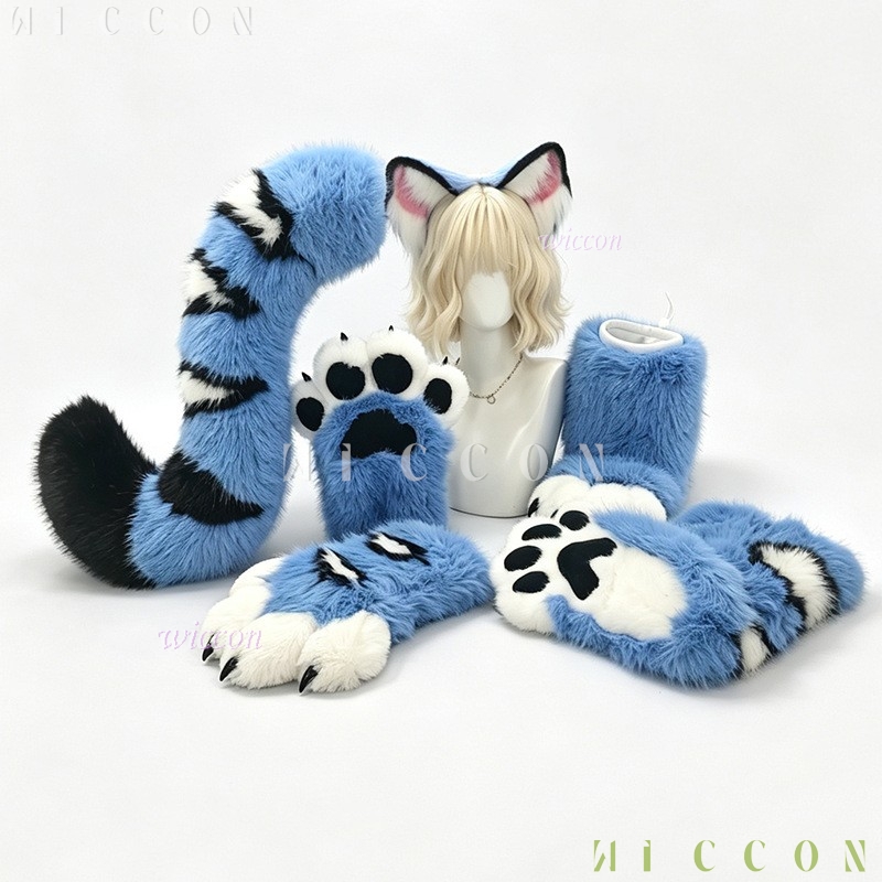 Derpyy Blue Tiger Fursuit Ears - Convention Cosplay Anime review and price