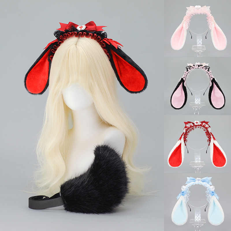Lolita Rabbit Ear Headband Wom - Anime Cosplay Girl Photo review and price